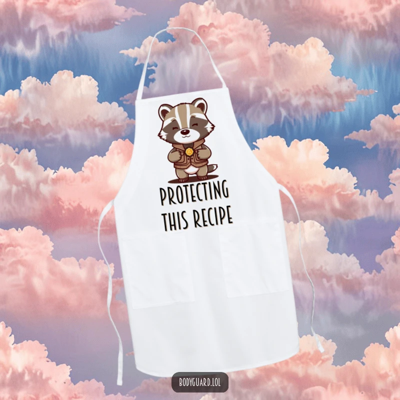 Funny Badger Vest Apron with a protective badger, humorously shielding the wearer from spills and culinary mishaps.