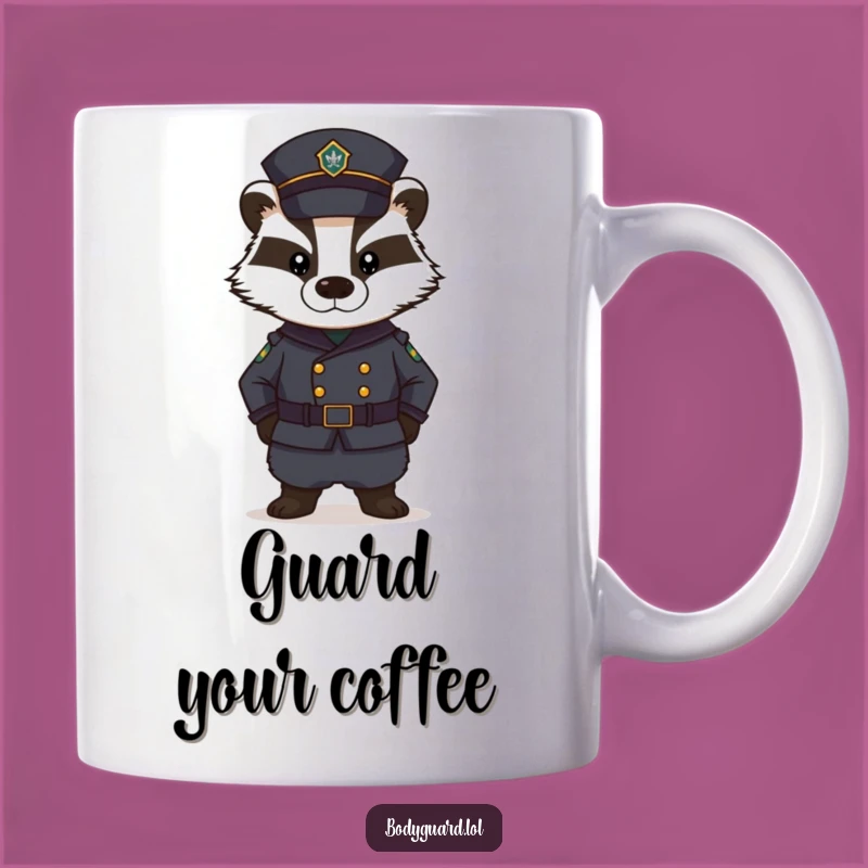Funny Badger Guard Mug: Stern Protector, Perfect Humorous Gift!
