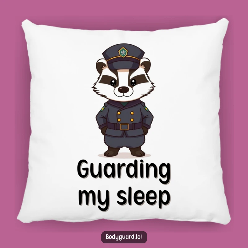 Funny Badger Guard Pillow: Cozy Duty Cushion, Perfect Humorous Accent!