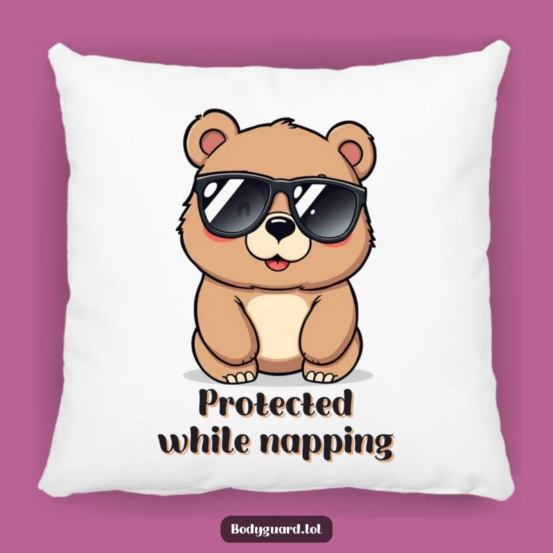 Funny Bear Sunglasses Pillow: Cozy Comfort With Alert, Cool Charm