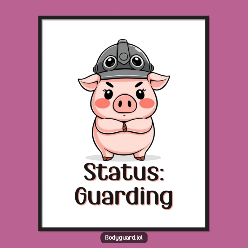 Funny Pig Guard Digital Art: Hilarious Stern Officer Print for Your Walls
