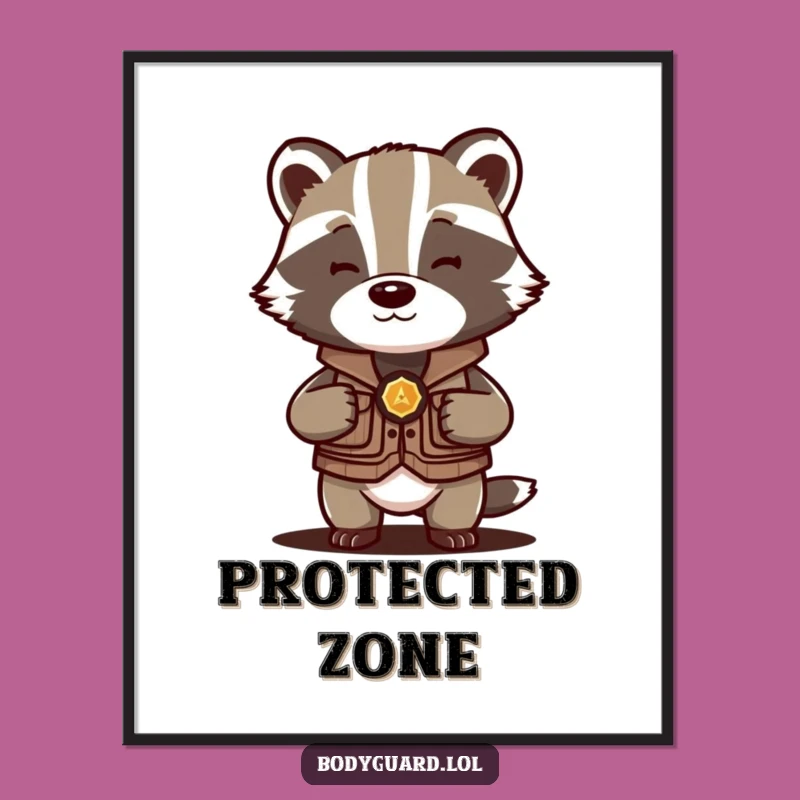 Funny Badger Protector Digital Art: Hilarious Guard Print for Your Walls