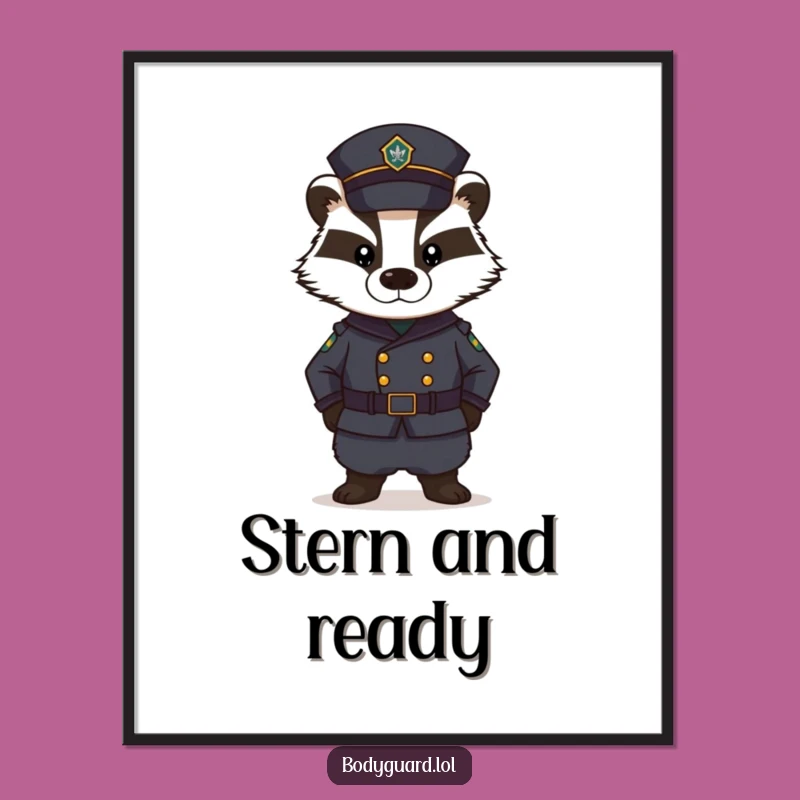 Funny Badger Guard Digital Art: Stern Masterpiece, Perfect Humorous Gift!