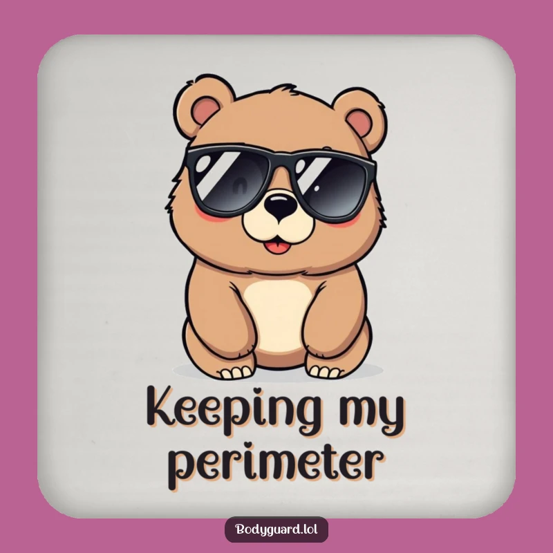 Funny Bear Sunglasses Coaster: Protect Surfaces With Alert Style
