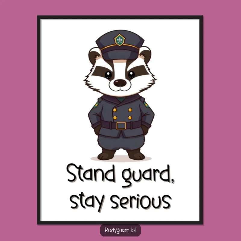 Free Printable Wall Art: Stern Badger Sentinel, Humorous Downloadable Decor for a Serious Touch