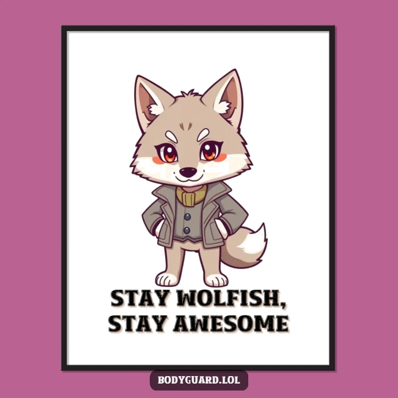 Funny Free Printable Wall Art: Wolf Stands Guard with Style Decor