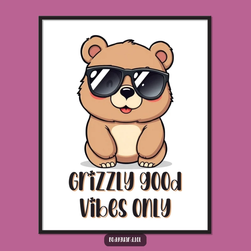 Funny Free Printable Wall Art: Cool Bear Guarding Your Space DIY Decor