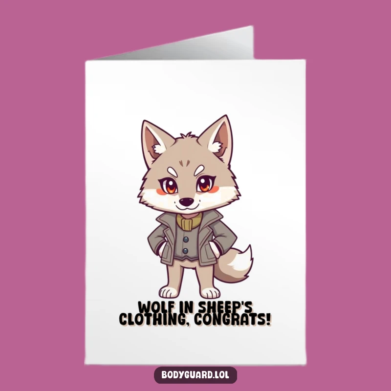 Free Printable Congrats Card: Wolf Congratulates with Authority Humor