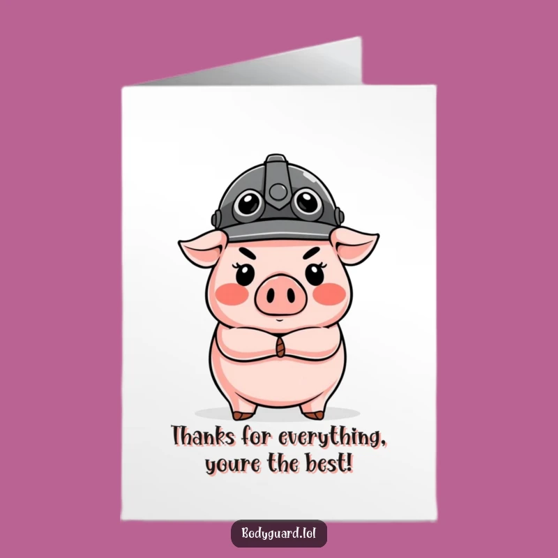 Free Printable Pig Helmet Thank You Card: Funny Downloadable Gift for Grateful Appreciations
