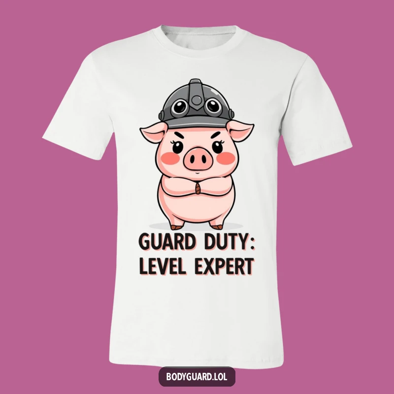 Funny Pig Guard T-Shirt: Stern Officer in Helmet, a Hilarious Gift for Animal Lovers