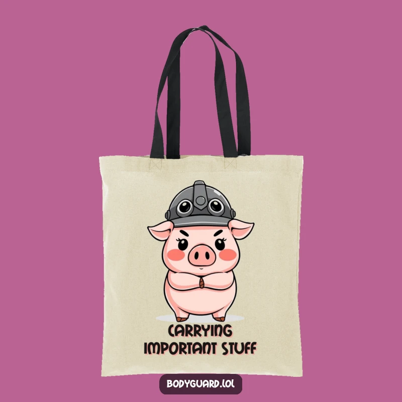 Funny Pig Guard Tote Bag: Carry Your Essentials with Hilarious Animal Authority